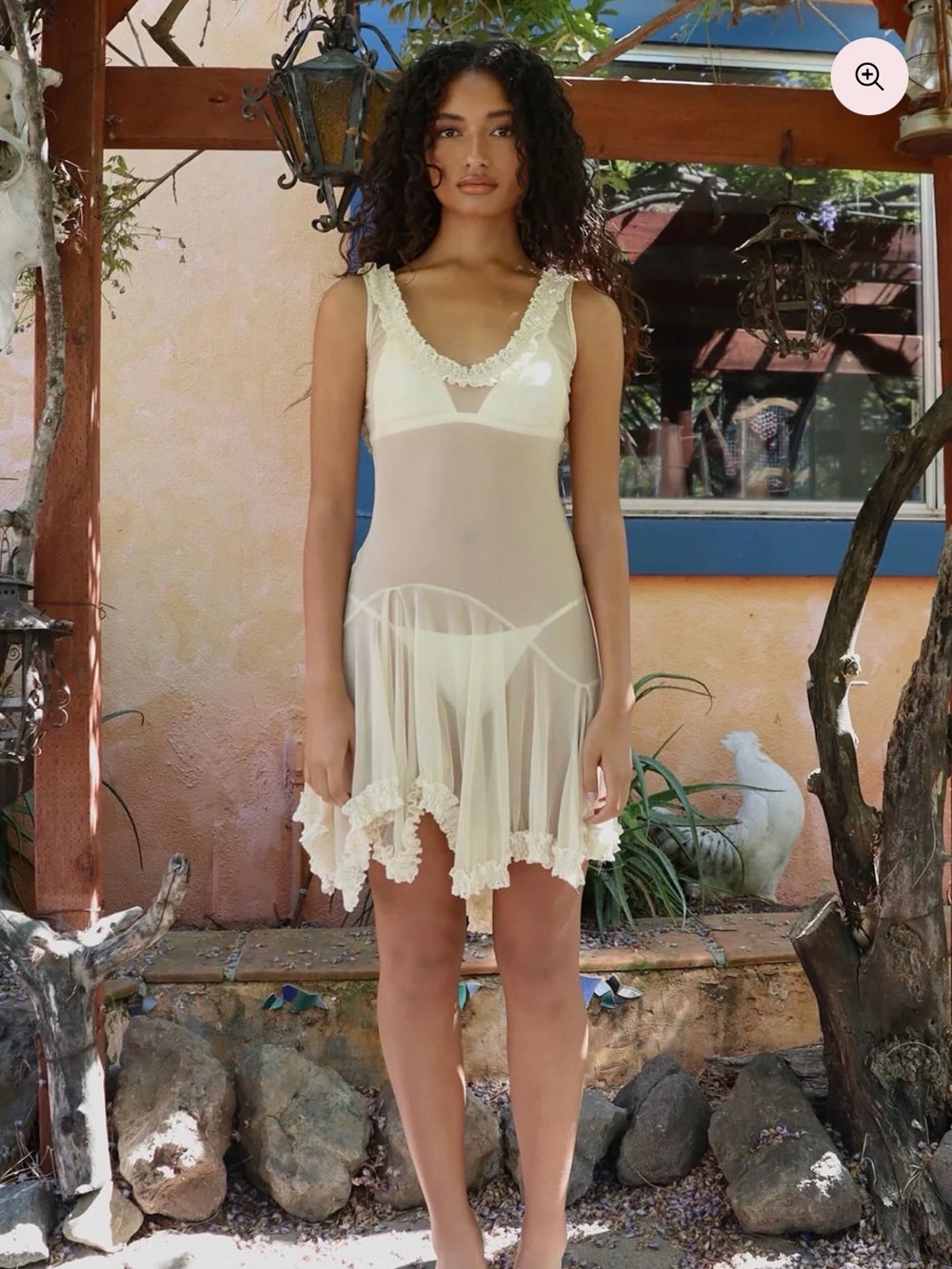 FAIT PAR FOUTCH VIVIENNE DRESS IN IVORY SHEER, SIZE SMALL